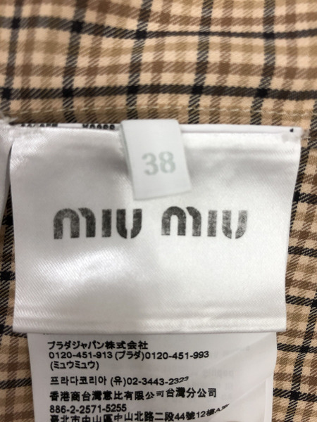レディースラグ衣料 miumiu/チェックL/Sシャツ/BRW