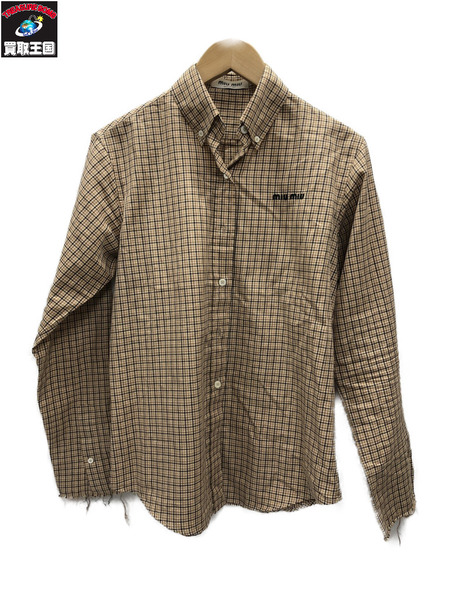 レディースラグ衣料 miumiu/チェックL/Sシャツ/BRW