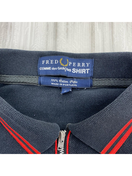 COMME des GARCONS ポロシャツ ハーフジップ 黒 (S)