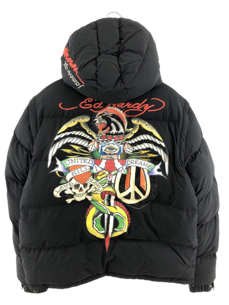 UNKNOWN X ED HARDY PUFFER Multi Patches Puffer Jacket XL