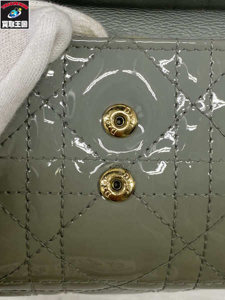 コンパクトウォレット Dior カナージュ パテント 三つ折り財布 水色