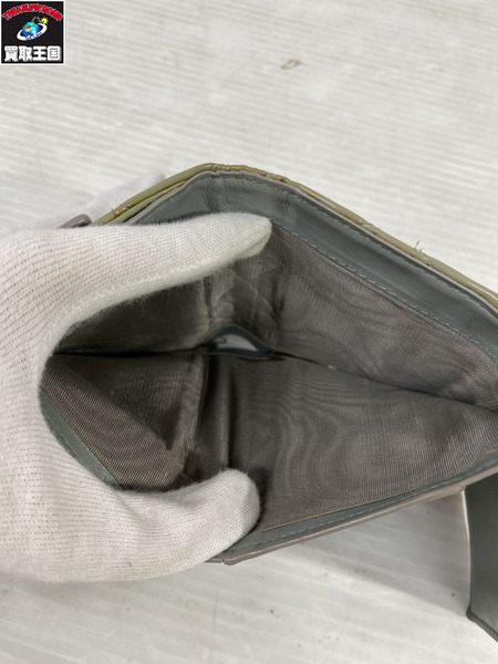 コンパクトウォレット Dior カナージュ パテント 三つ折り財布 水色