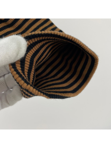 SUNSEA BORDER STRIPE TURTLE-T タートルネックカットソー 2 ブラウン×ブルー