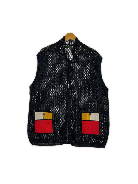 The DUFFER N NEPHEWS 26SS YARDIE MESH KNIT VEST M 黒