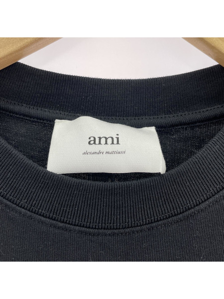 AMI paris ロゴ刺繍 L/Sカットソー S ブラック
