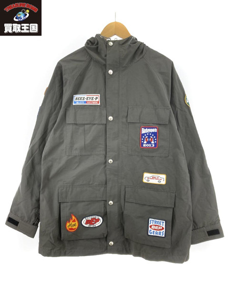 BLACK EYE PATCH LOGOS MOUNTAIN PARKA マウンテンパーカー L グレー[値下]