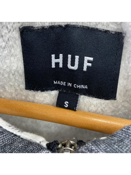 HUF 裏起毛ジップアップパーカ グレー