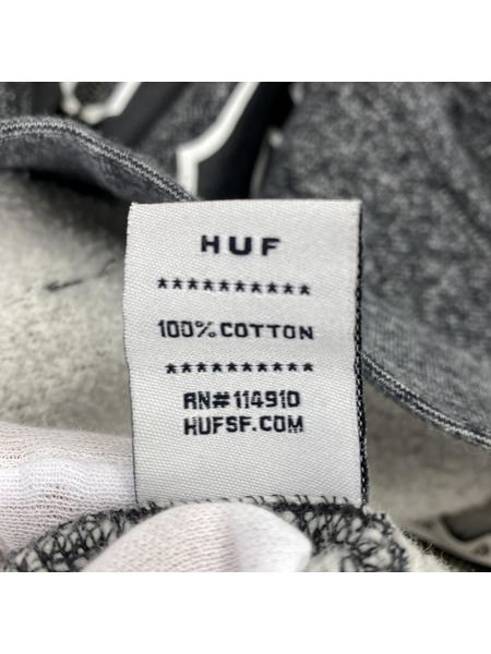 HUF 裏起毛ジップアップパーカ グレー