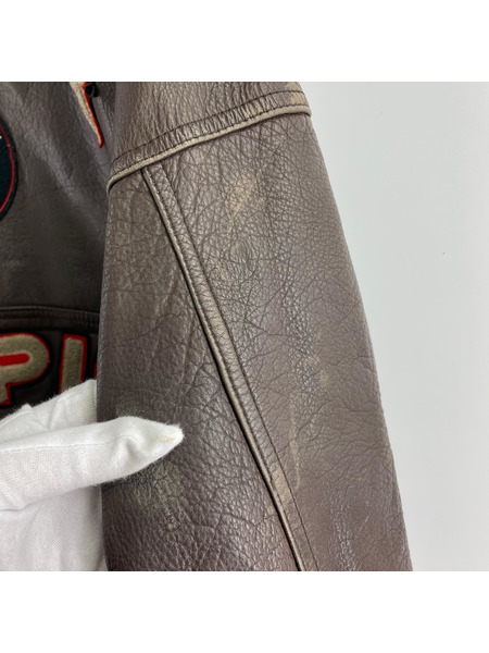 AVIREX レザージャケット 80s レザースタジャン S BRW 状態考慮[値下]