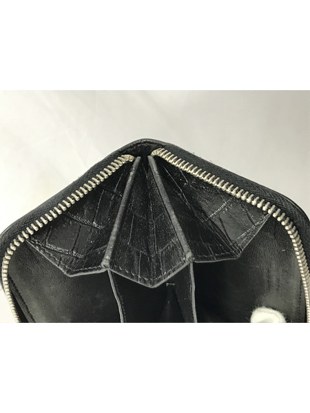 メンズラグ衣料 クロコレザーカードケース ブラック