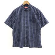 Supreme 24SS Loose Fit Mini Plaid S/S Shirt チェックシャツ S 青