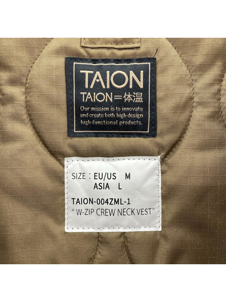 ダウンベスト TAION ミリタリークルーネックWジップダウンベスト（M)