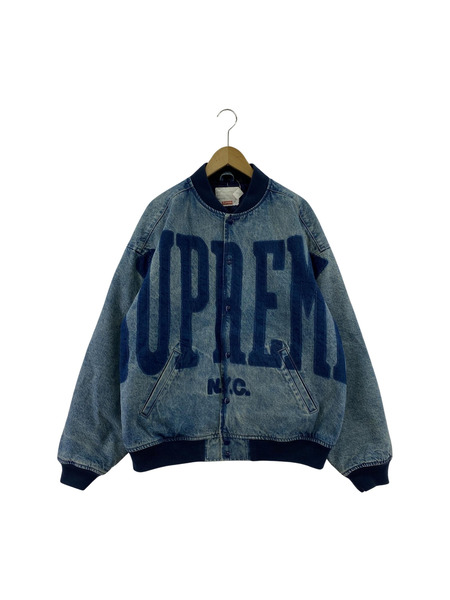 Supreme 23SS Washed Knockout Denim Varsity Jacket インディゴ XL