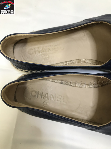 CHANEL レザースリッポン ZG29762 サイズ38 ブラック 