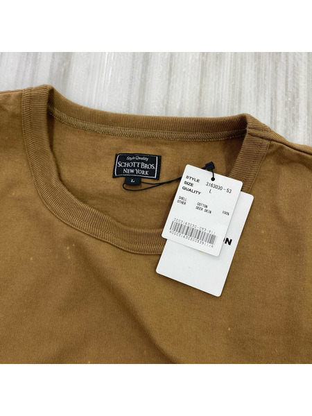 schott 半袖Tシャツ・カットソー 鹿革 ポケット ワンスター ジャージ ヘビー天竺 茶