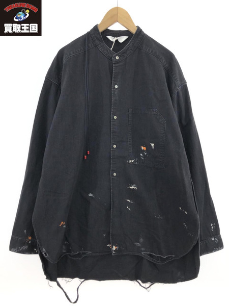 摂取カロリー ANCELLM DENIM PAINT LONG SHIRT(BLACK) - トップス