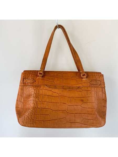 genten ショルダーバッグ レザー型押シ 茶