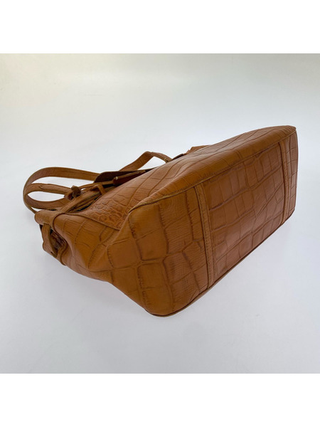 genten ショルダーバッグ レザー型押シ 茶