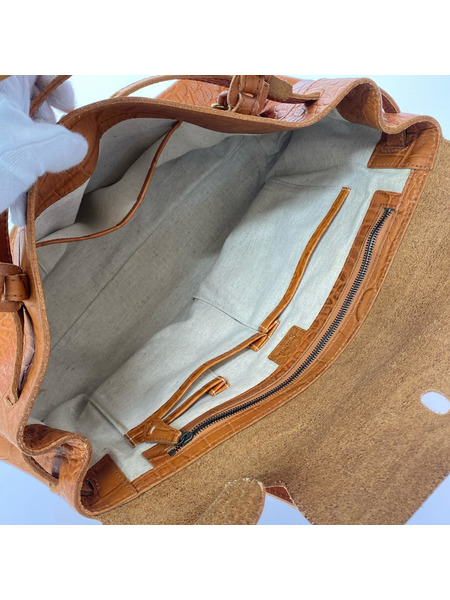 genten ショルダーバッグ レザー型押シ 茶