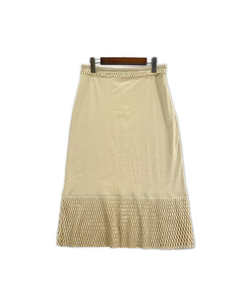 ISSEY MIYAKE FETE 15ss カットアウトデザイン フリンジスカート 03 ベージュ