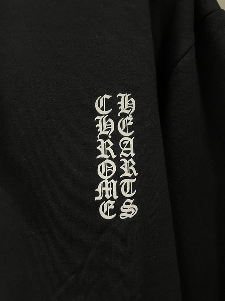 CHROME HEARTS SWTSHRT HD 袖ロゴ プルオーバーパーカー L 黒