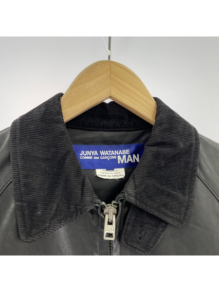 JUNYA WATANABE WH-J019 牛革 コーデュロイ ウール 切替レザージ ャケット (S)