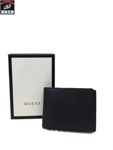 グッチ/GUCCI/二つ折り財布/レザー/ダーグネイビー