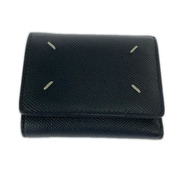 MAISON MARGIELA グレイニー カーフ レザー コンパクト ウォレット ブラック