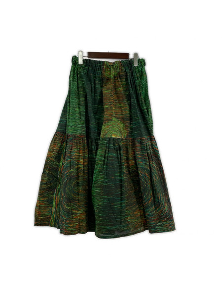 ANNTIAN オーガニックコットン 総柄スカート グリーン