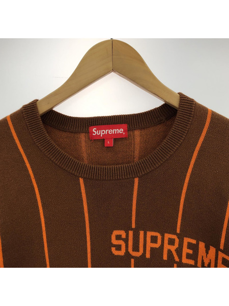 Supreme ニット・セーター WIDE PINSTRIPE SWEATER/ブラウン