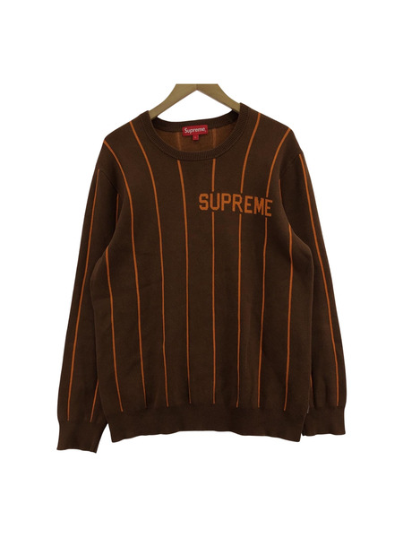 Supreme ニット・セーター WIDE PINSTRIPE SWEATER/ブラウン