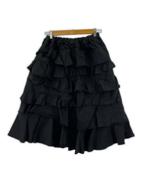 COMME des GARCONS ヒザ丈スカート 17年 コムコム フリル 製品染メ 黒 (XS)