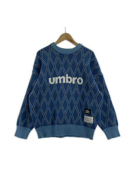 MOUSSY Umbro ニットセーター 青 F