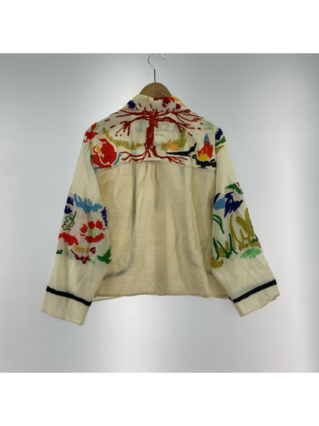 ANNTIAN ウール×シルク 刺繍デザインシャツ アイボリー