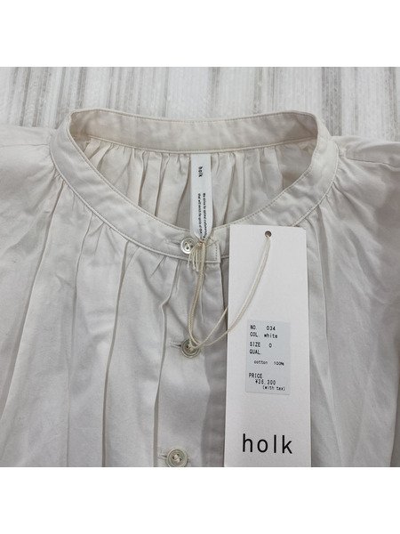 holk ノーカラーシャツワンピース 白 (0)[値下]
