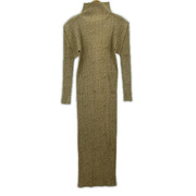 PLEATS PLEASE 長袖ワンピース 総柄 ベージュ (2)