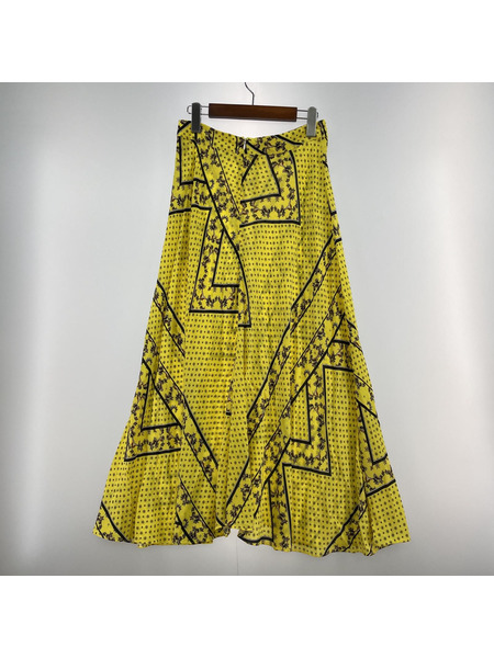 GANNI yellow floral print midi skirt[値下]