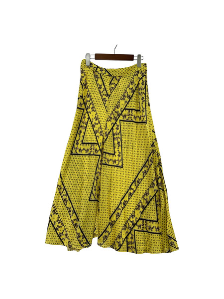 GANNI yellow floral print midi skirt[値下]