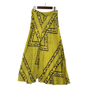 GANNI yellow floral print midi skirt