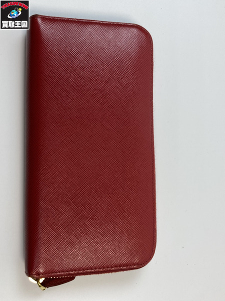 PRADA プラダ サフィアーノ ラウンド ジッピーウォレット 長財布 レッド 赤