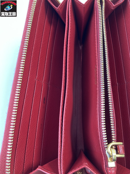 PRADA プラダ サフィアーノ ラウンド ジッピーウォレット 長財布 レッド 赤