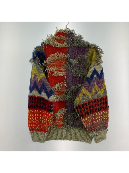 ニット・セーター 山本寛斎 80s パッチワークニット マルチカラー