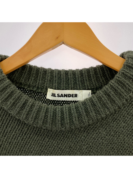 JIL SANDER カシミヤ混クルーネックニット 48 オリーブ