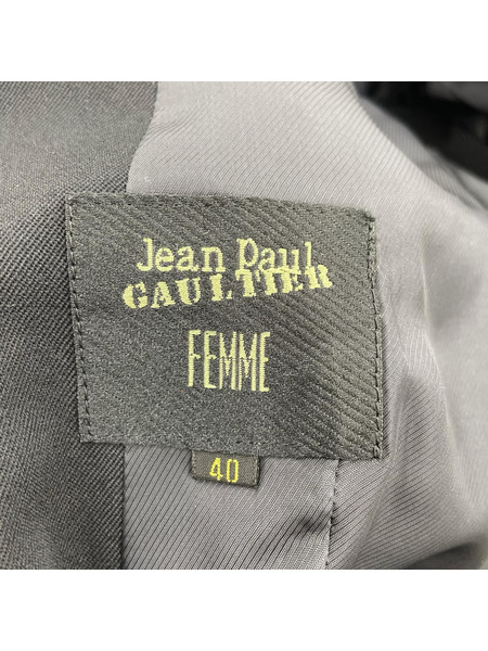 JEAN PAUL GAULTIER FEMME ジャケット 袖レザージャケット/40/BLK
