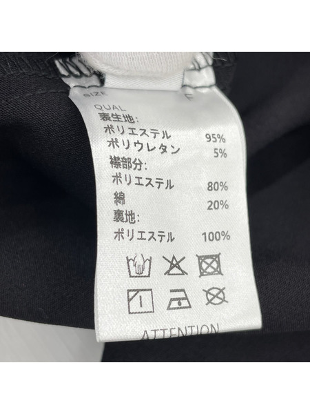 . 長袖シャツ Fit more ビックカラーハシゴパール袖ブラウス 黒