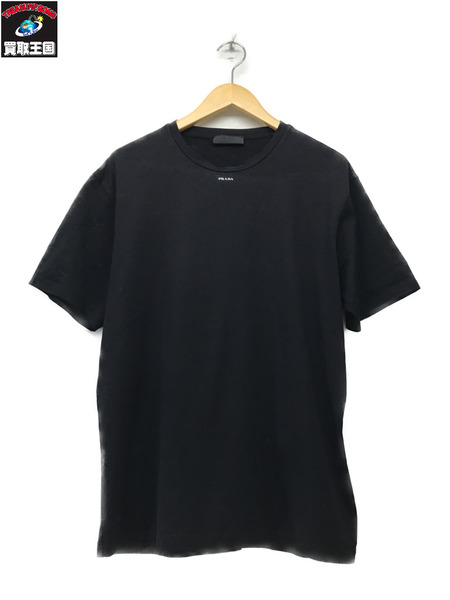 PRADA フロントロゴ クルーネック半袖Tシャツ 黒 (M)