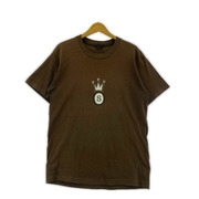 OLD STUSSY 半袖Tシャツ・カットソー 90s USA製 黒タグ クラウン Tシャツ(L) ブラウン