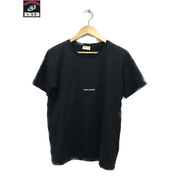 SAINT LAUREN  COTTON CREWNECK Tee 黒 (M) UP53 2017 00843