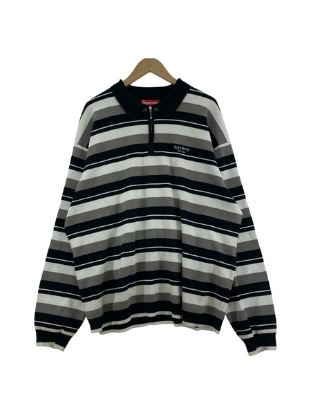 Supreme 24AW Stripe Zip L/S Polo ニットポトシャツ XL