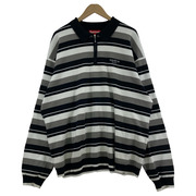 Supreme 24AW Stripe Zip L/S Polo ニットポトシャツ XL